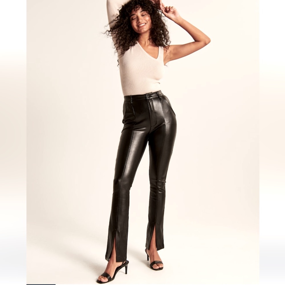 Abercrombie & Fitch A&F Faux Leather Split Hem Pants